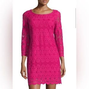 LAUNDRY NY SHELLI SEGAL 3/4 SLEEVE MESH DRESS